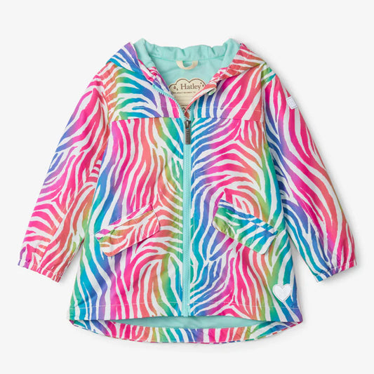 Hatley Kinder Regenjacke Microfaser Regenbogenzebra S23RZK1428