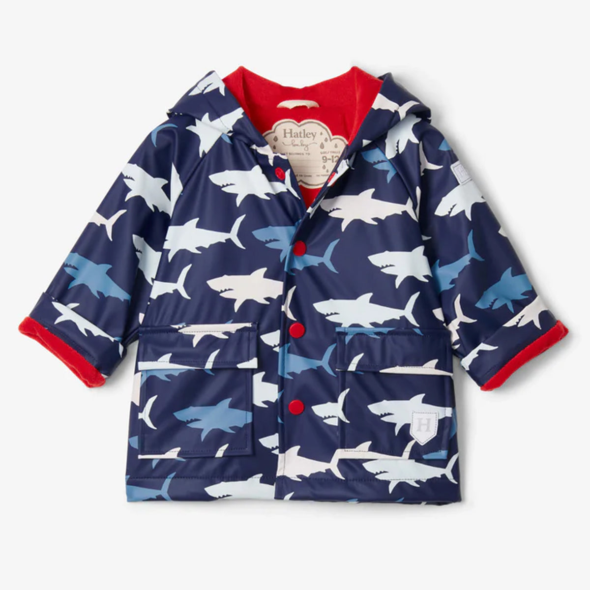 Hatley verfärbende Baby Regenjacke Hai S23HSI1317